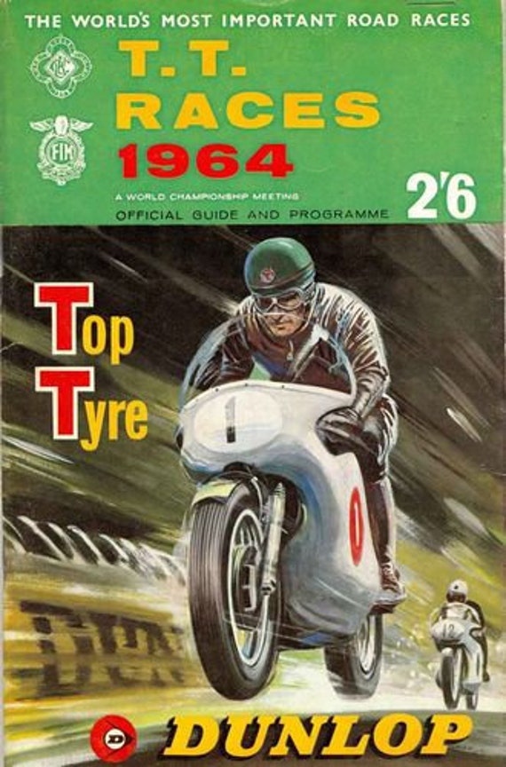 Vintage Isle of Man TT Motorbike Racing 1964 Print Poster Wall Art Picture A4