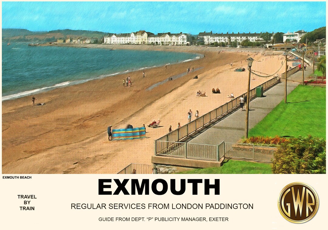 Vintage Style Eisenbahn Poster Exmouth Devon Druck A3/A2