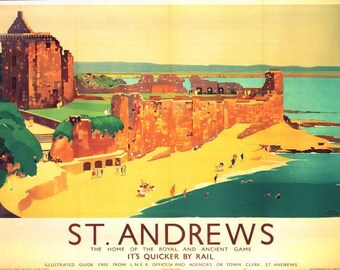 Vintage LNER Saint Andrews Railway Poster   A3/A2/A1 Print