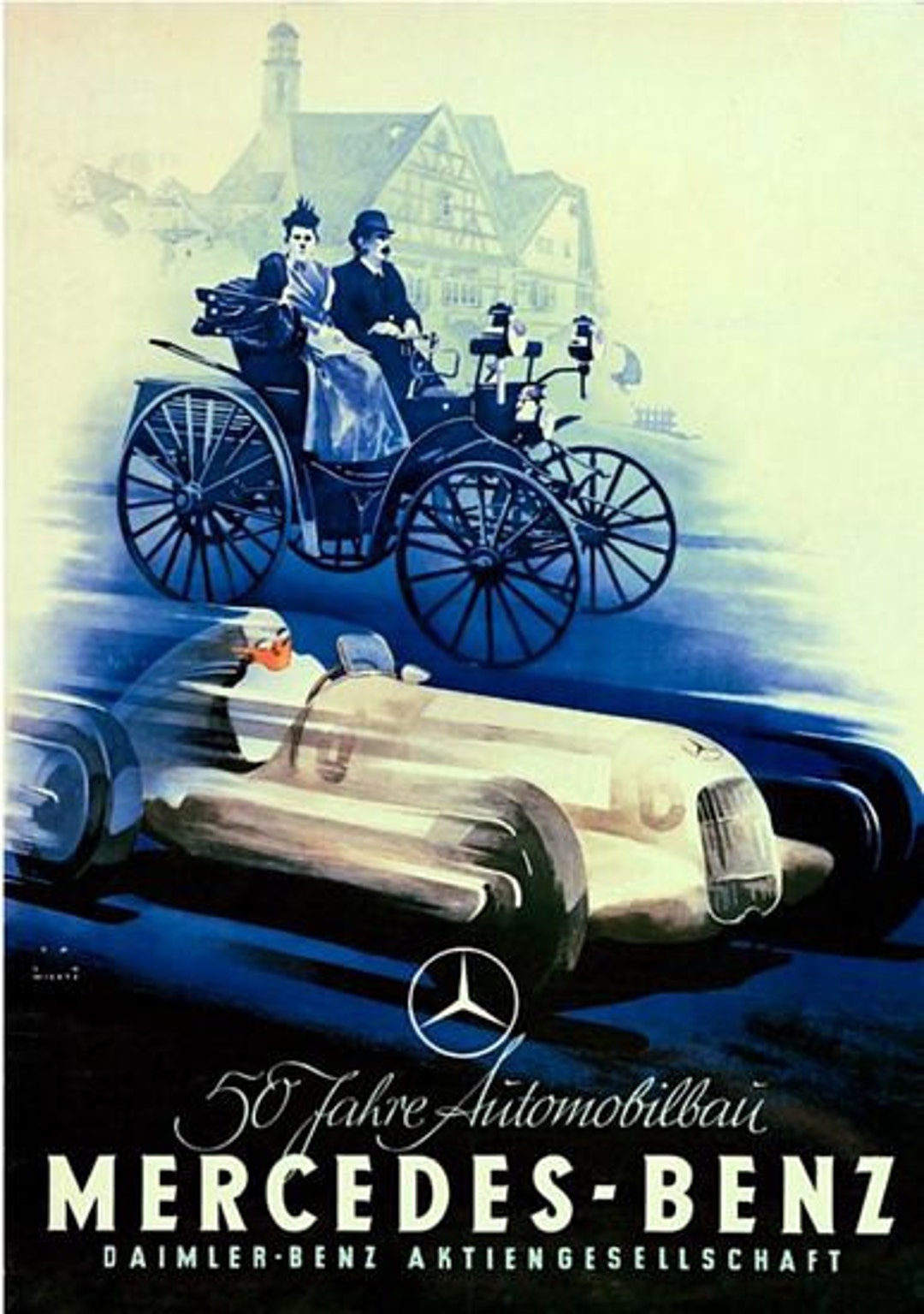 MERCEDES BENZ AUTO Rade - POSTER HQ 50x70cm d'une AFFICHE VINTAGE