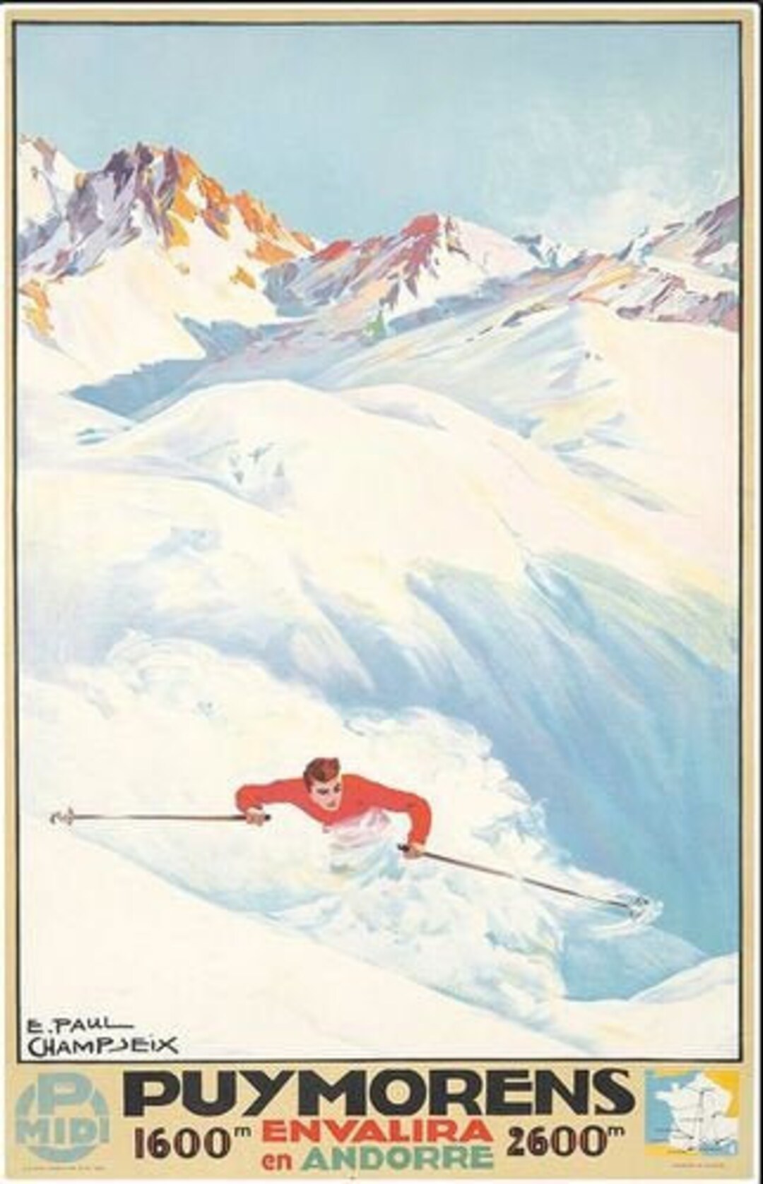 Vintage Puymorens Andorra Winter Sport Tourism Poster A3 Print - Etsy