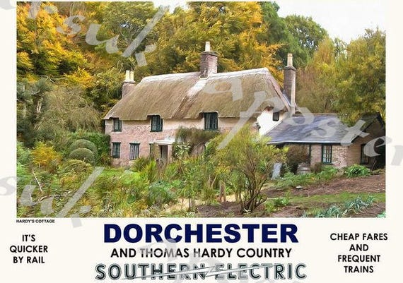 Vintage Style Railway Poster Dorchester Thomas Hardy Cottage Etsy