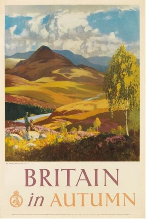 Vintage Britain in Autumn Tourism Poster Print A3