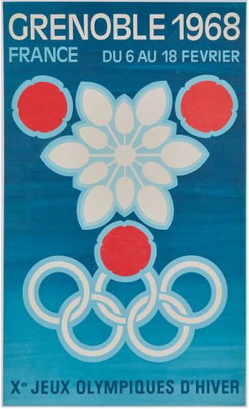 Vintage 1968 Grenoble Winter Olympics Poster A3 Print Etsy Vintage 1968 Grenoble Winter Olympics Poster A3 Print Etsy