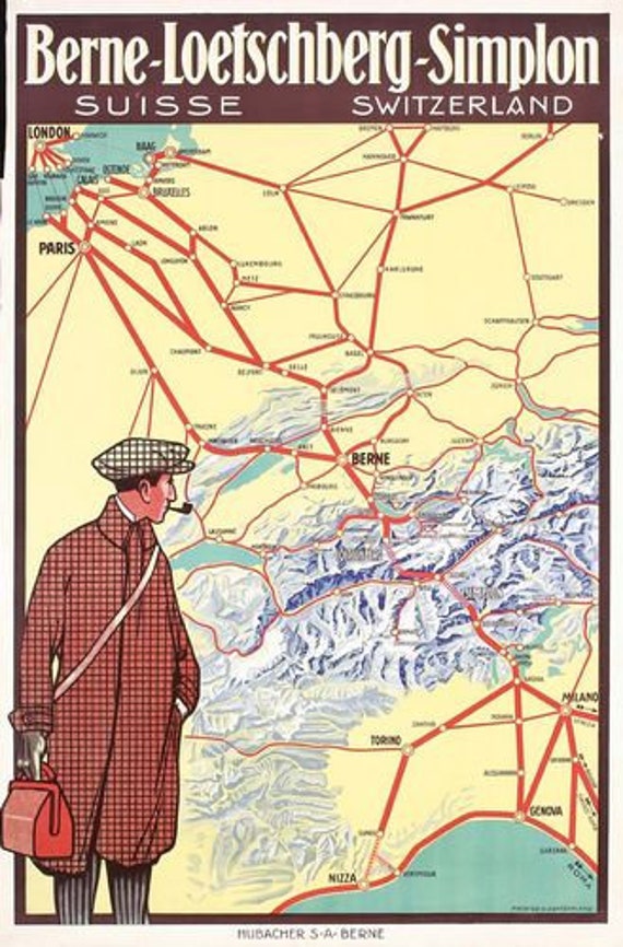 Herbé ™ Train SIMPLON Suisse R156- Poster/Reproduction