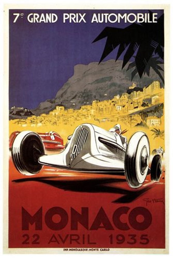 Vintage 1932 Monaco Grand Prix Motor Racing Poster A4//A3//A2//A1 Print