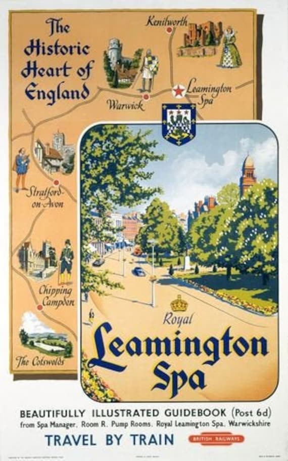 Leamington spa Vintage Travel Poster reproduction