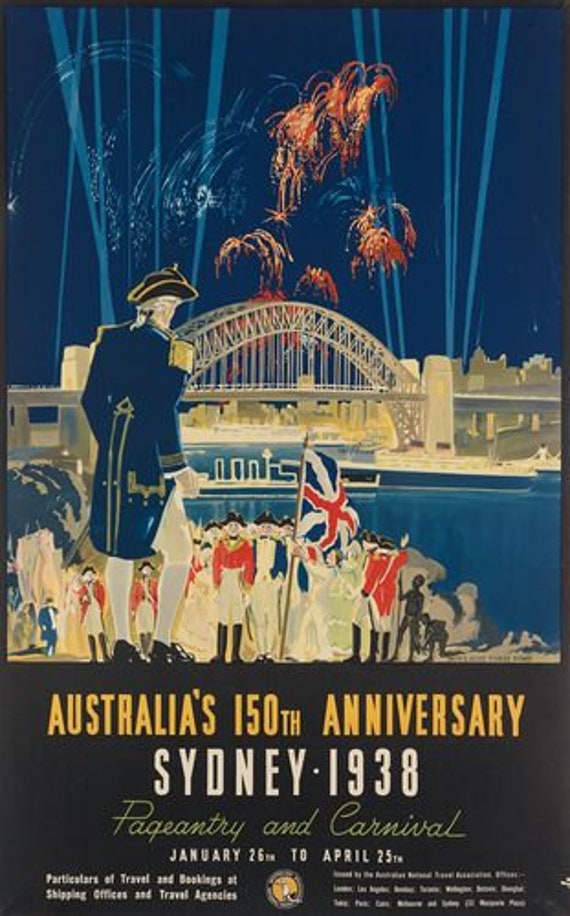 Vintage Australian Sydney Harbour Bridge Tourism Poster A3 Print