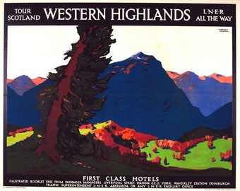 Vintage LNER Western Highlands Scotland Railway Poster A3 Print