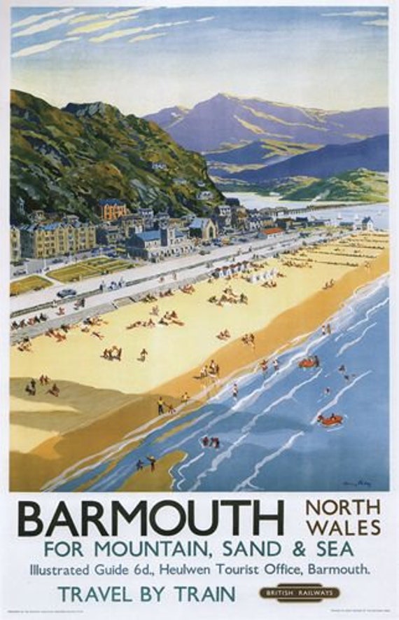 Vintage British Rail Rhyl North Wales Railway Poster A3 Print
