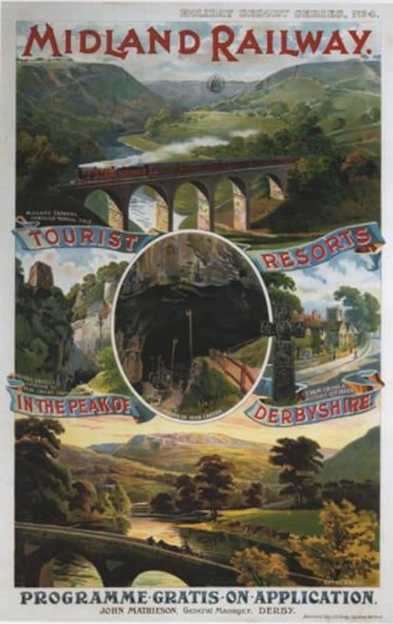 Vintage LMS Buxton Derbyshire Railway Poster A3//A2//A1 Print