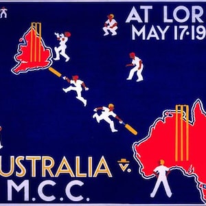 1930 Ashes England Australia Cricket Poster  A3/A2/A1 Print
