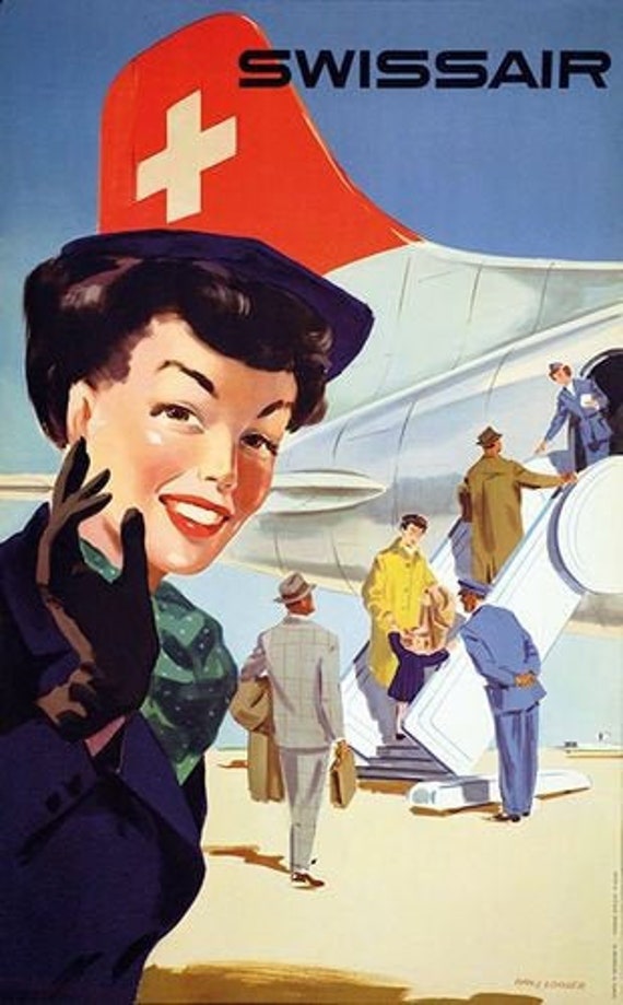 Vintage Qantas Flights to New Zealand Airline Poster A3//A4 Print