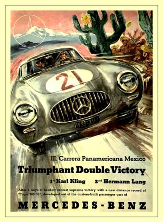 Vintage 1950's Mercedes Benz 300SL Carrera Panamerica Mexico
