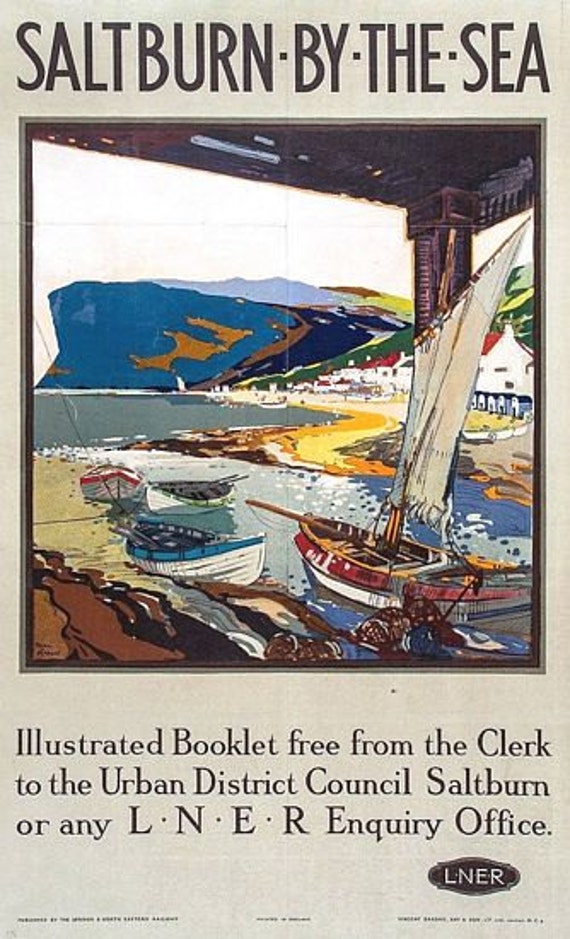 Vintage LNER Saltburn By Sea Railway Poster A3/A2/A1 Print