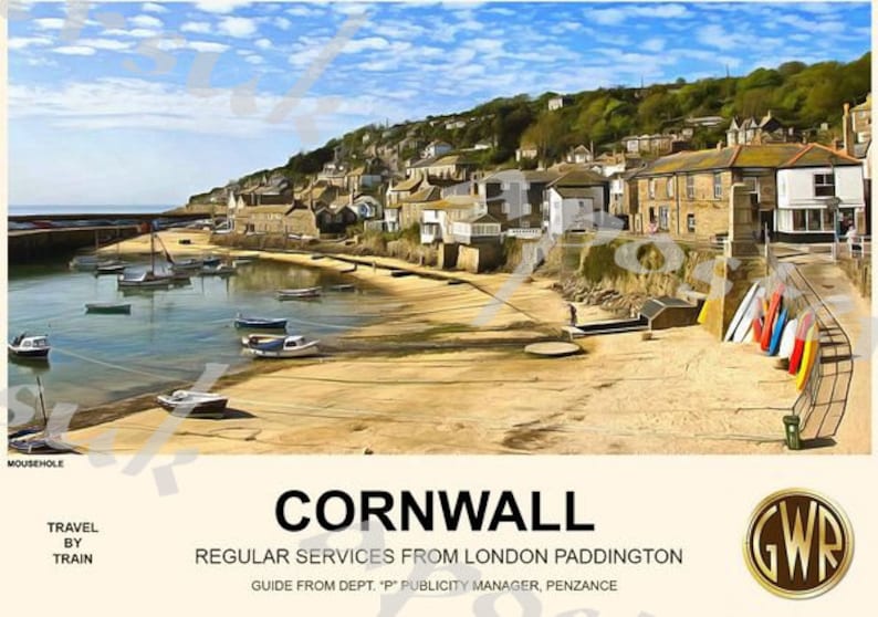 1950/'s Penzance Cornwall British Rail A3 Poster Reprint
