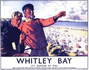 Vintage LNER Whitley Bay Railway Poster  2 A3/A2/A1 Print