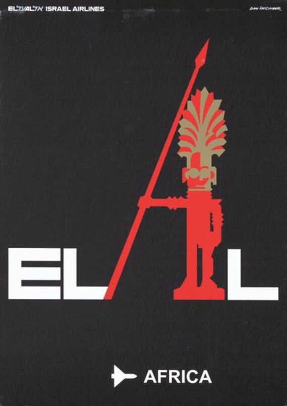 Vintage El Al Flights to America Israeli Airline Poster A3 Print