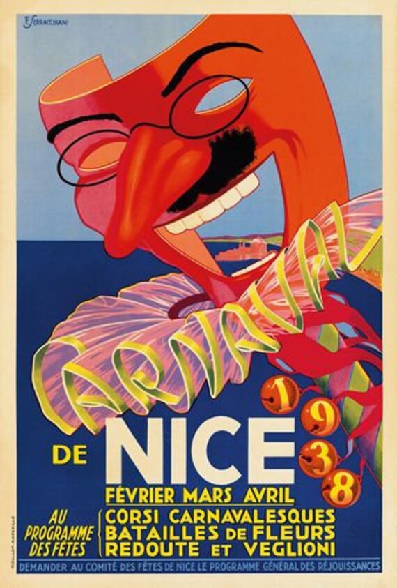 アート・デザイン・音楽 The European Poster 1888-1938 Vintage 1938 Nice Carnival French Tourism Poster A3 Print - Etsy