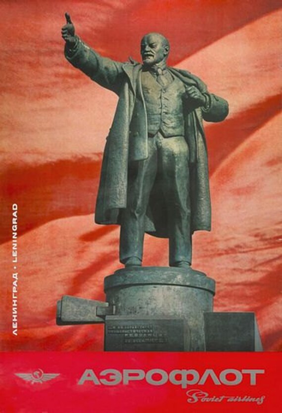 Vintage Aeroflot Lenin Poster A3 Print