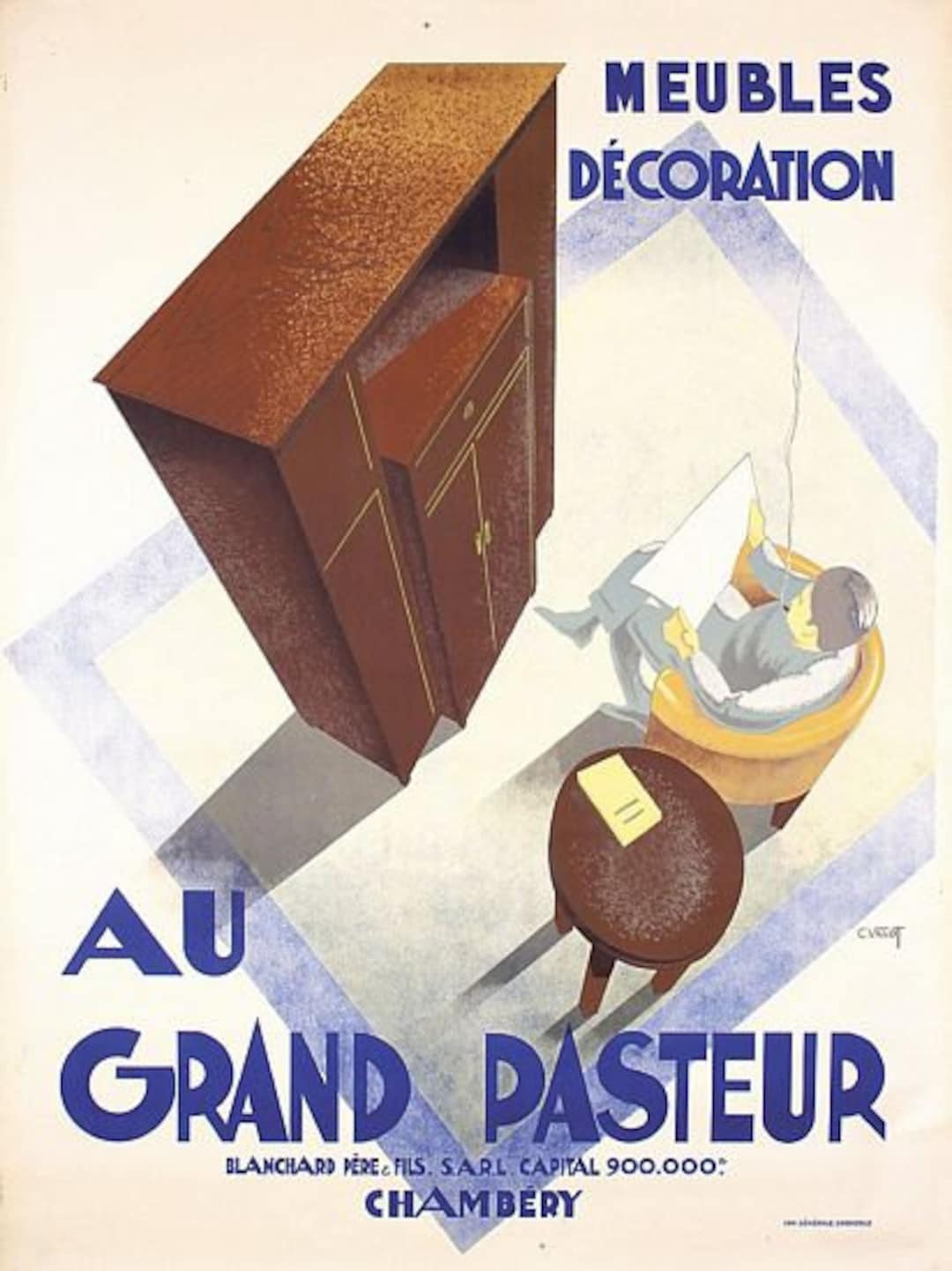 Vintage Cool Art Deco French Furniture Advertising Poster A3 Print