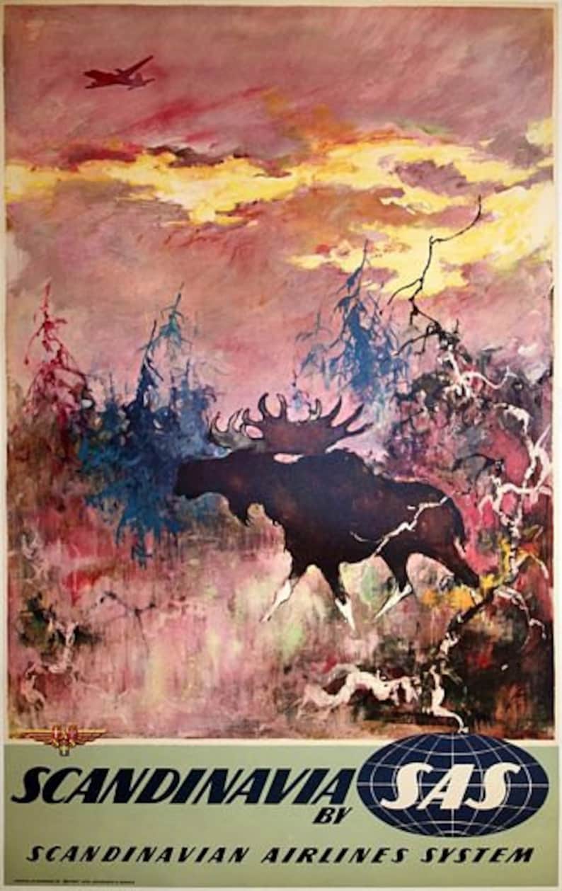 Vintage SAS Scandinavian Airlines Flights to Scandinavia Etsy