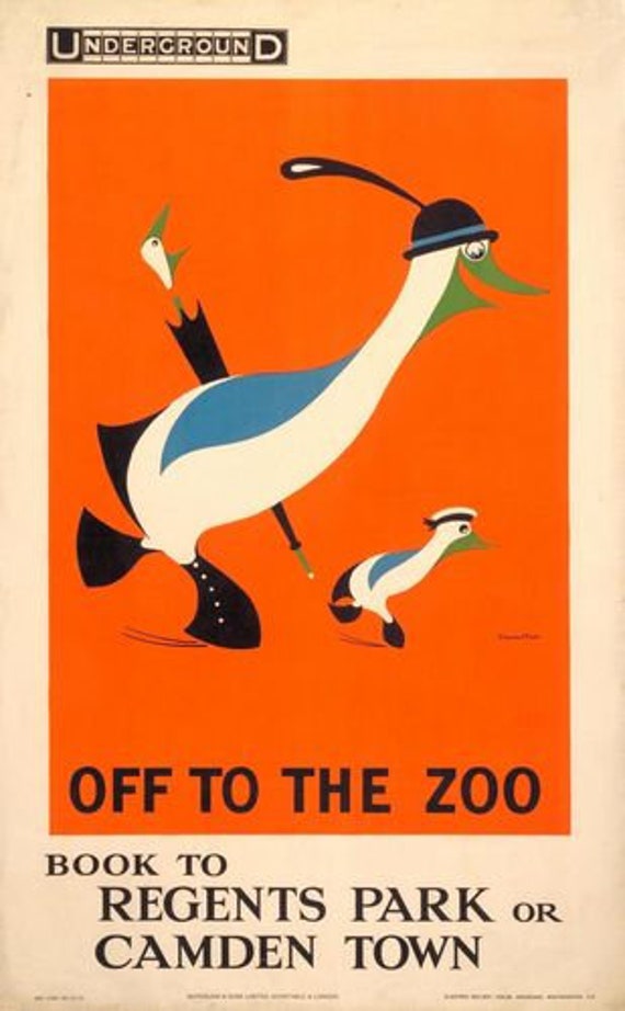 Vintage London Zoo off to the Zoo Promotional Poster A3 Print - Etsy