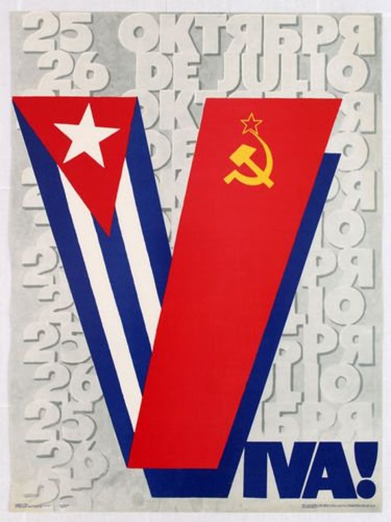 Vintage Cuba Union soviétique Solidarité Propagande Poster Etsy