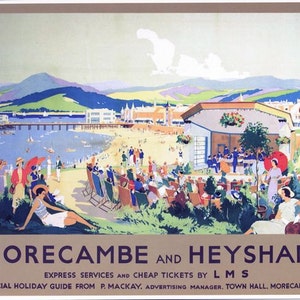 Vintage LMS Morecambe and Heysham Railway Poster A3/A2/A1 Print