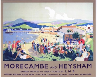 Vintage LMS Morecambe and Heysham Railway Poster A3/A2/A1 Print