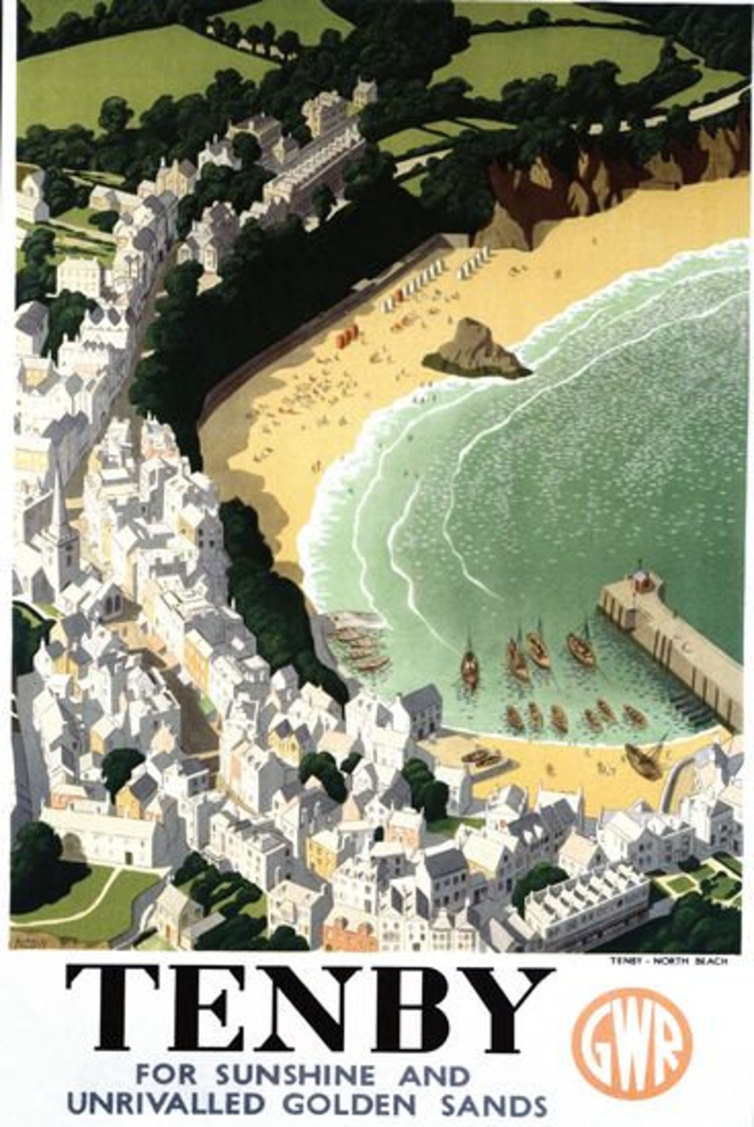 Vintage GWR Tenby Pembrokeshire Railway Poster A3 Print