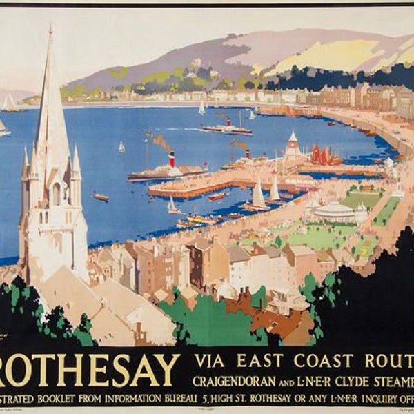 Vintage LNER Rothesay Isle of Bute Railway Poster A3 Print