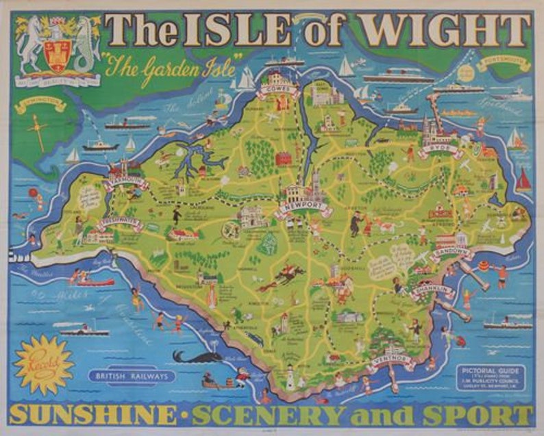 Vintage British Rail Isle of Wight Map Railway Poster A3 Print - Etsy