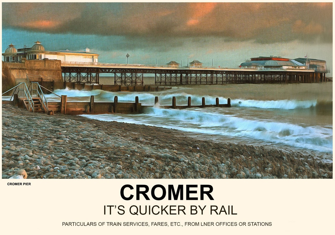 Affiche Ancienne LNER Cromer Norfolk Railway - Reproduction Vintage, Format A4 à A1