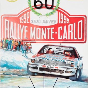 Vintage 1992 Monte Carlo Rally Motor Racing Poster A3 Print