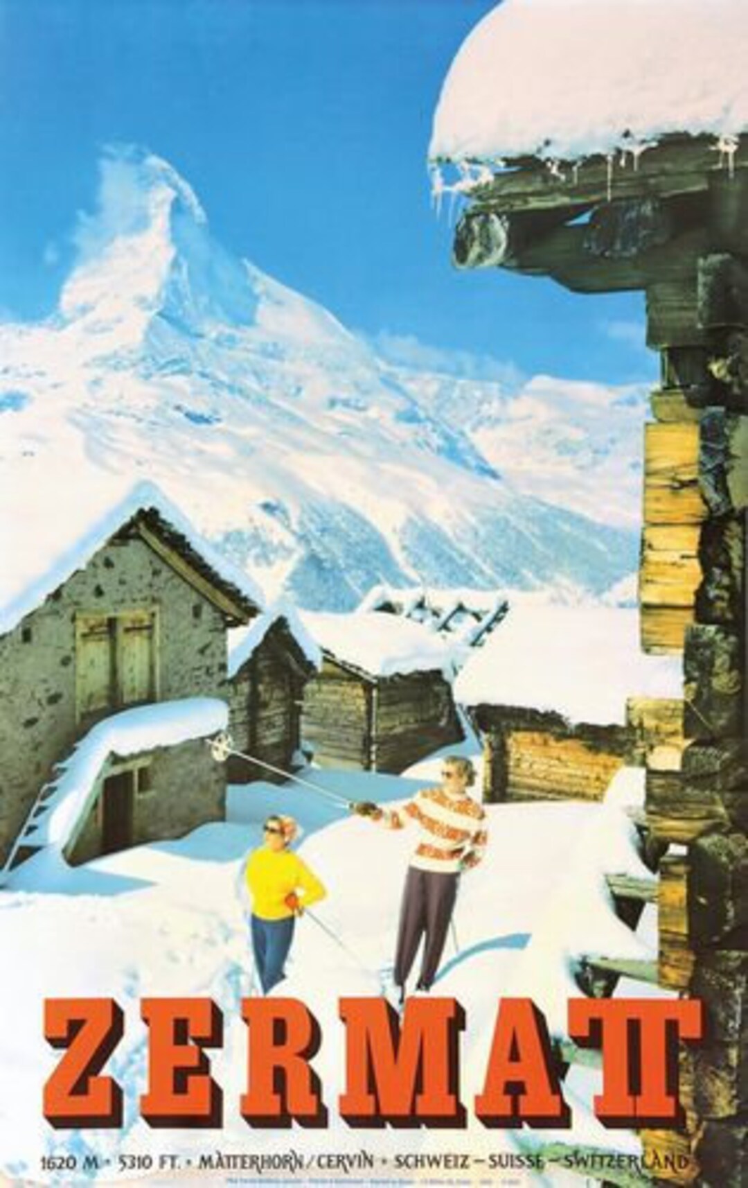 Vintage Zermatt Swiss Skiing Winter Sports Tourism Poster A3 Print - Etsy