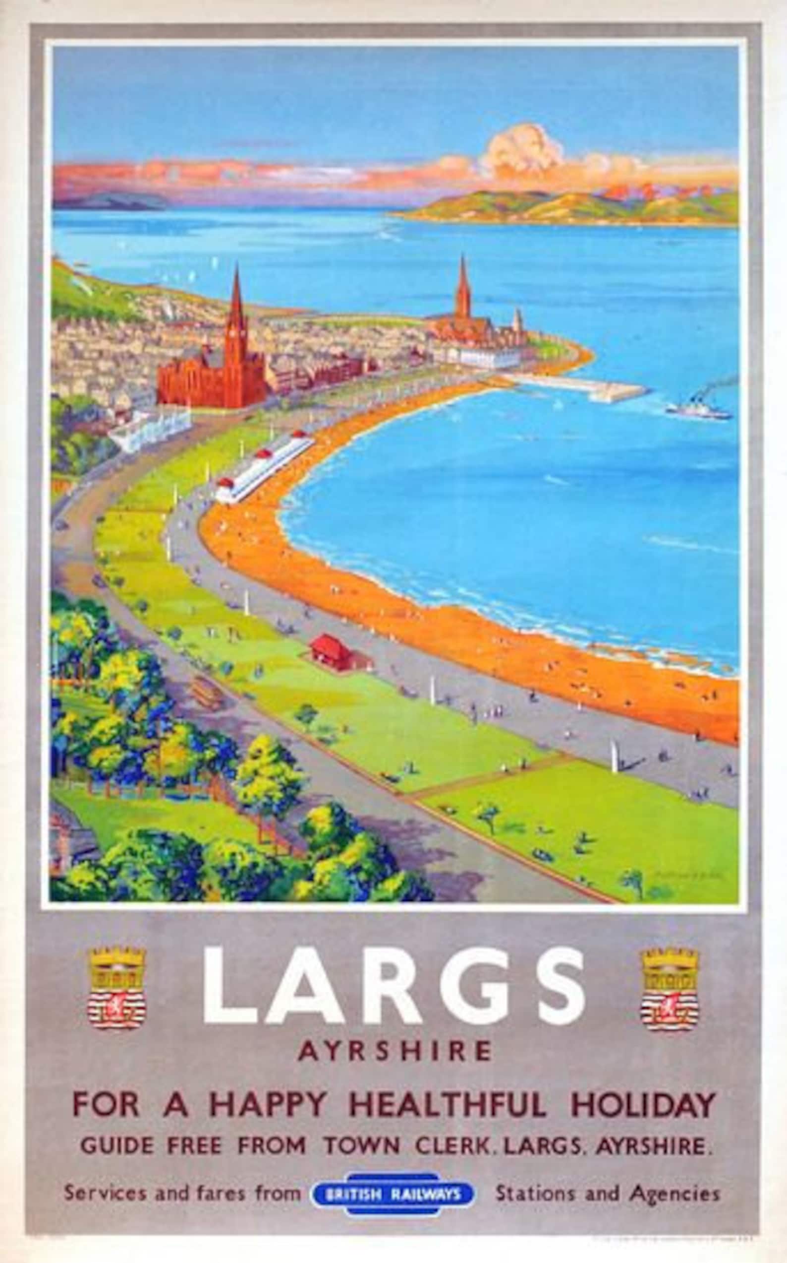 Vintage British Rail Largs Ayrshire Railway Poster A3 Print Etsy