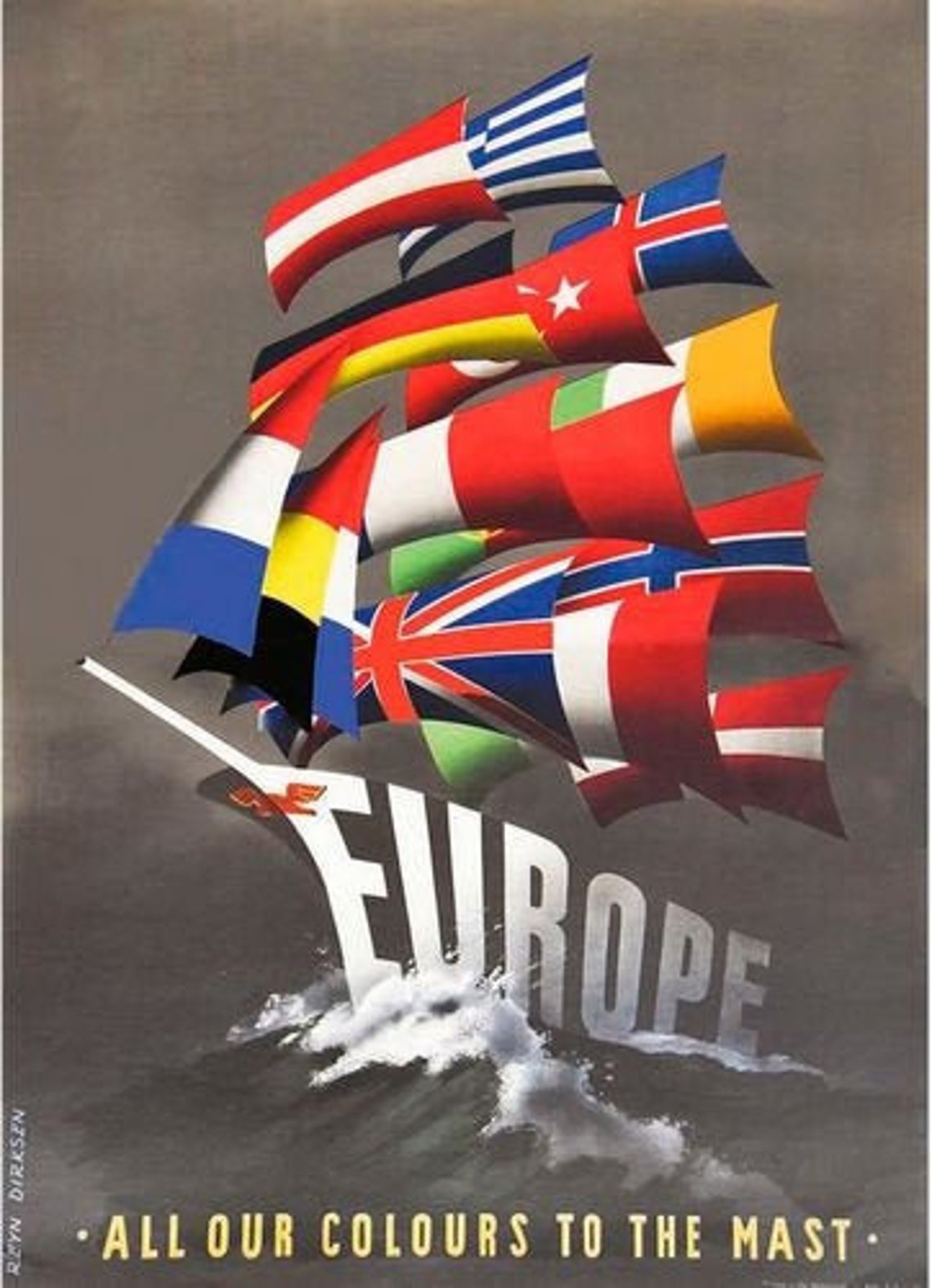 Vintage 1970's Pro Europe EU EEC Propaganda Poster A3 Etsy