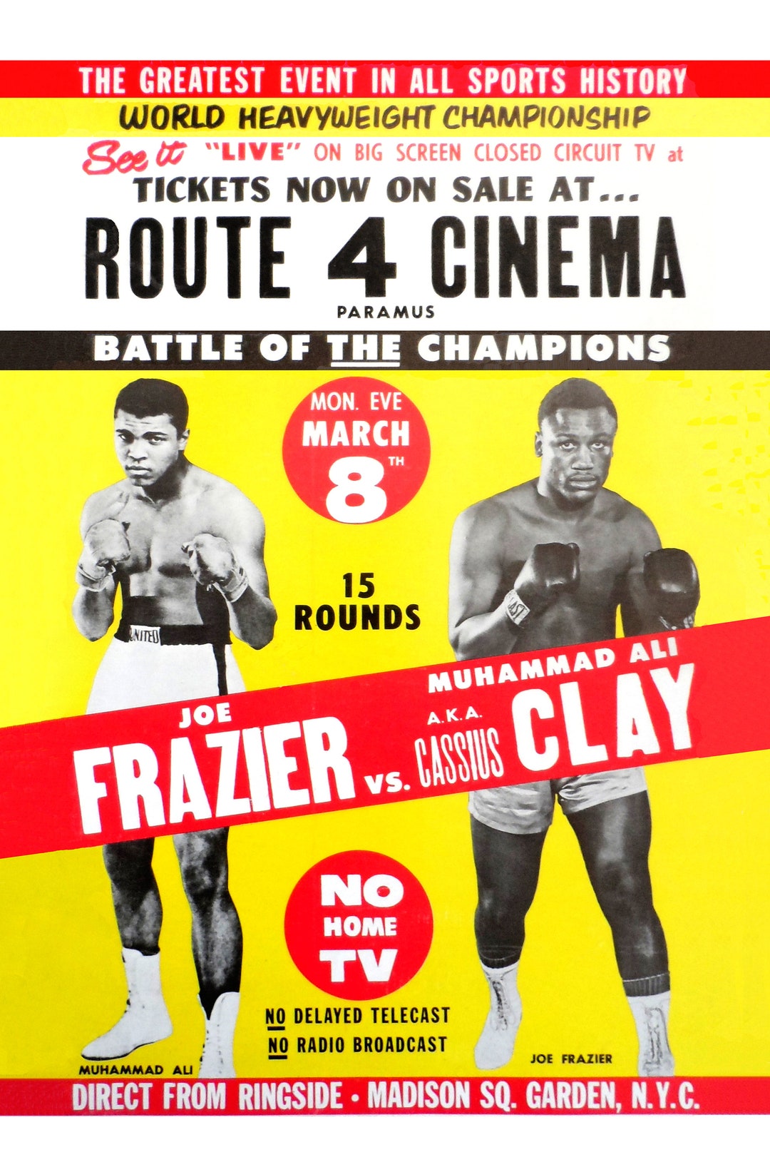 Vintage 1971 Joe Frazier Muhammad Ali Boxing Poster A3/A2/A1 Print