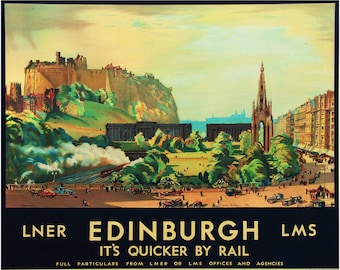 Vintage LNER LMS Edinburgh spoorwegposter A3/A2/A1 afdrukken