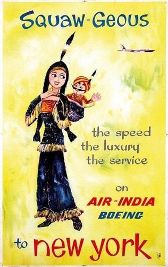 Vintage Air India New York Flights  Poster  A3/A2/A1 Print 
