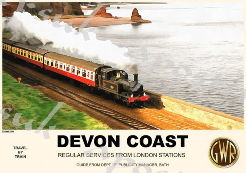 Affiche Ancienne Sothern Railways – Seaton Devon – Reproduction A4/A3/A2/A1 – Neuf