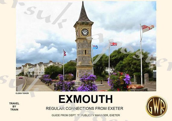 Vintage Stil Eisenbahn Poster Exmouth Devon A3/A2 Druck