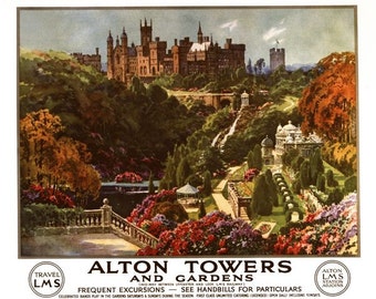 Vintage LMS Alton Towers Railway Poster A3/A2/A1 Print