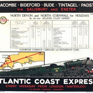 Póster ferroviario vintage de Southern Rail Atlantic Coast Express, impresión A3