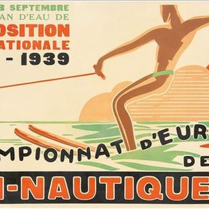 Vintage 1939 European Water Ski Championships Poster A3 Print