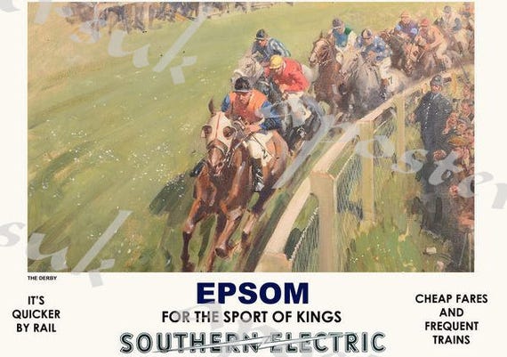 Vintage British Tourism Horse Racing Poster A3 Print