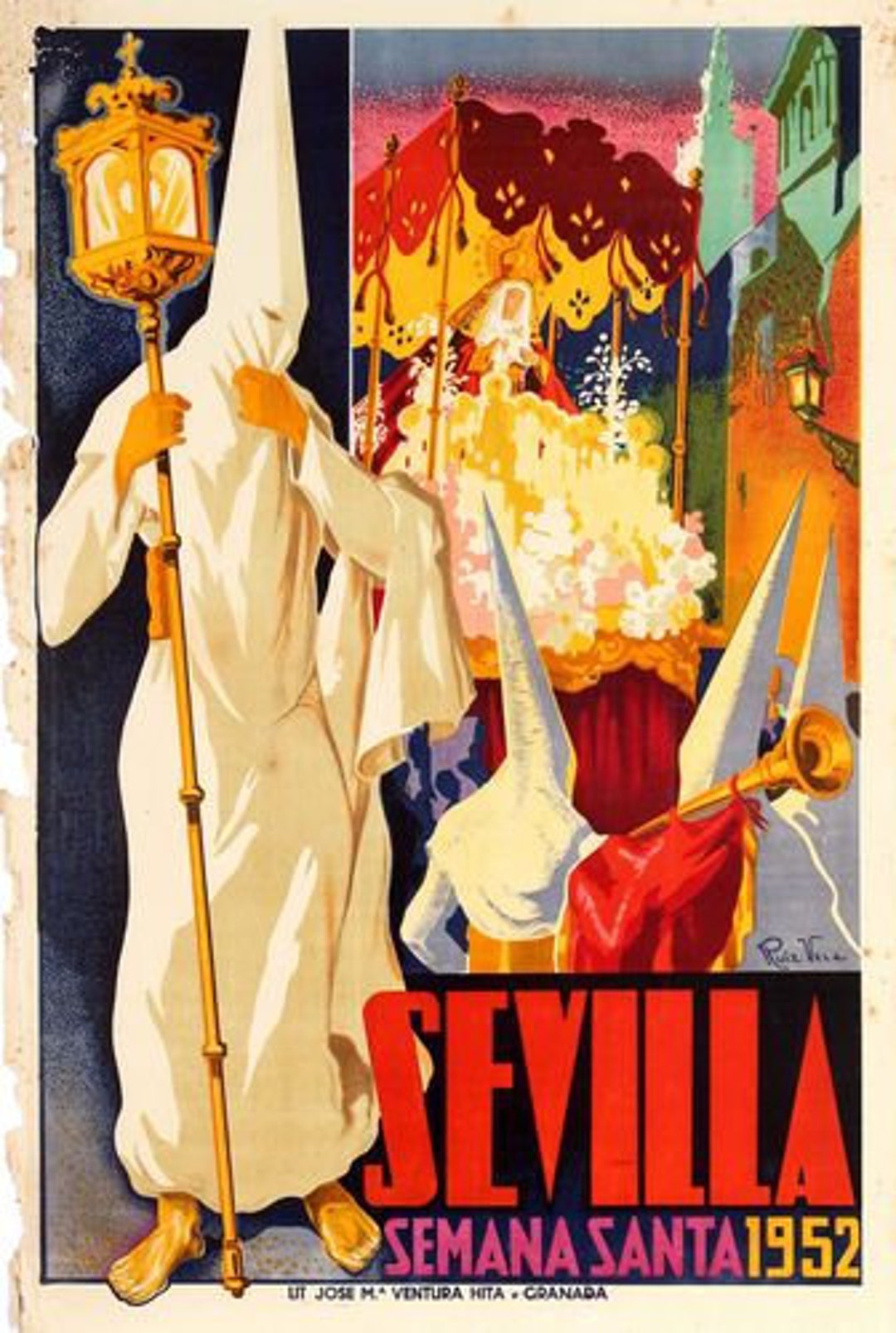 Vintage 1952 Seville Semana Santa Celebrations Poster A3 Print - Etsy
