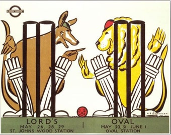 1935 Ashes England Australia Cricket Poster  A3/A2/A1 Print
