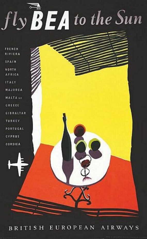 Vintage BEA British European Airways Poster A3 Print